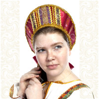 Кокошник Ася, бордовый в золоте