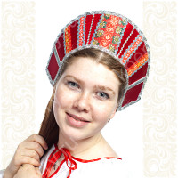 Кокошник Ася, бордовый в серебре