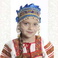 Девичья повязка Ладушка (очелье), синий в золоте