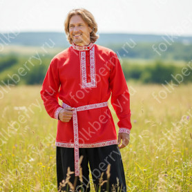 Косоворотка Русич, красный габардин