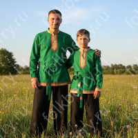 Рубаха Молодецкая, зеленый  габардин