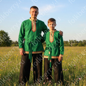 Рубаха Молодецкая, зеленый  габардин