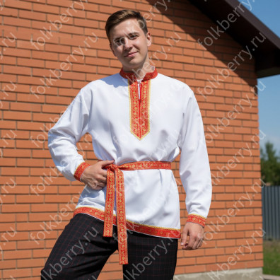 Рубаха Молодецкая, белый габардин- фото 1